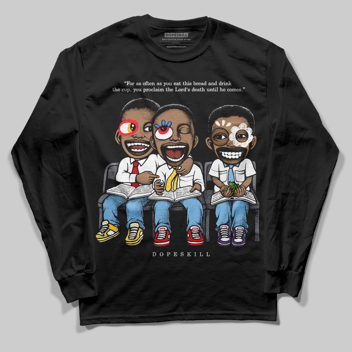 University Blue Sneakers DopeSkill Long Sleeve T-Shirt First Sunday Graphic Streetwear - Black