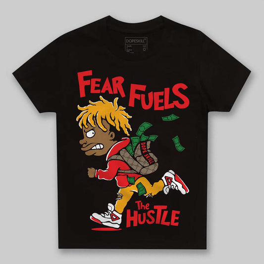 Red Sneakers DopeSkill Toddler Kids T-shirt Fear Fuels The Hustle Graphic Streetwear - Black
