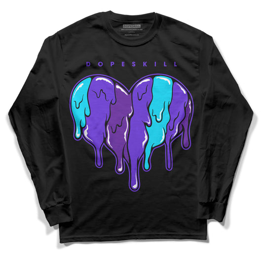 Jordan 6 "Aqua" DopeSkill Long Sleeve T-Shirt Slime Drip Heart Graphic Streetwear - Black
