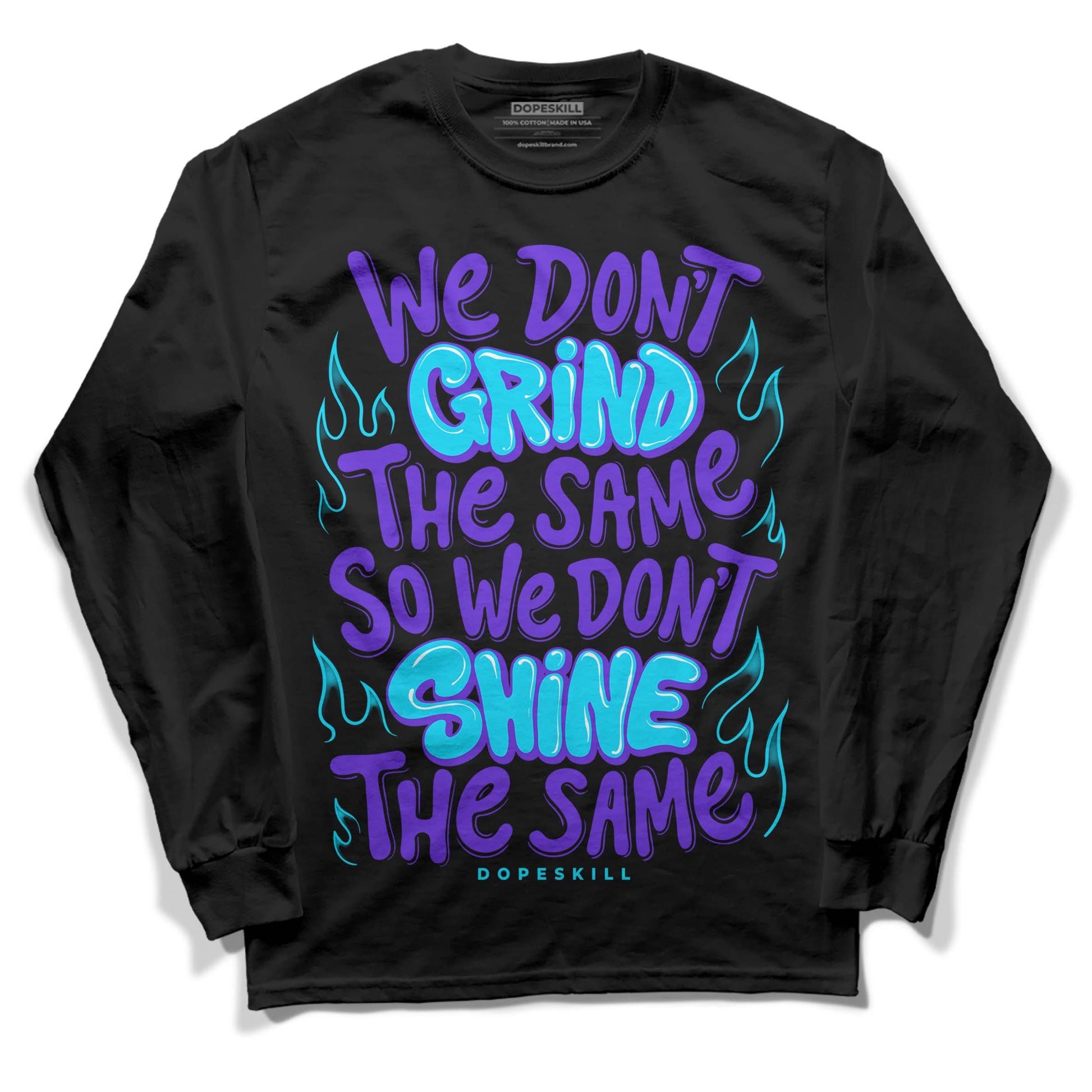 Jordan 6 "Aqua" DopeSkill Long Sleeve T-Shirt Grind Shine Graphic Streetwear - Black