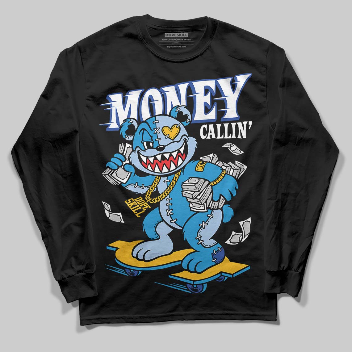 Royal Blue Sneakers DopeSkill Long Sleeve T-Shirt Money Callin' Graphic Streetwear - black