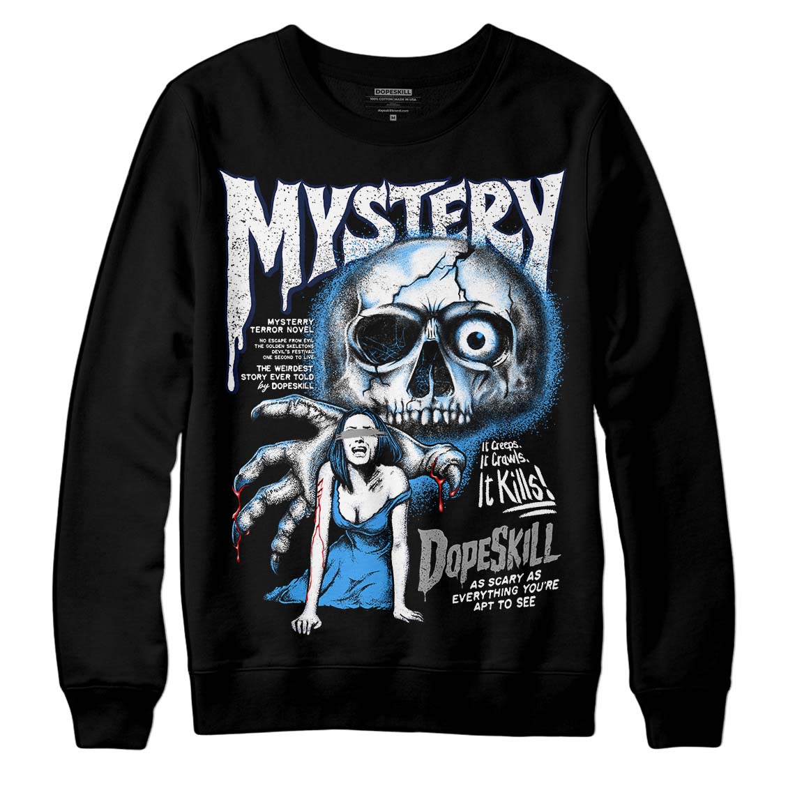 Jordan 3 "Midnight Navy" DopeSkill Sweatshirt Mystery Ghostly Grasp Graphic Streetwear - Black