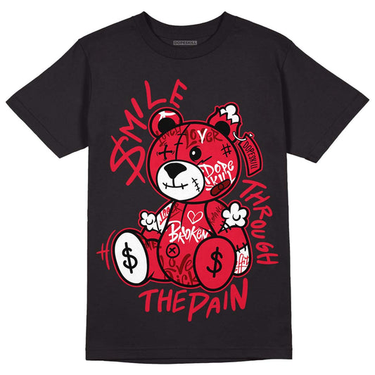 Jordan 1 Low Bred Toe DopeSkill T-Shirt Smile Through The Pain Graphic Streetwear - Black