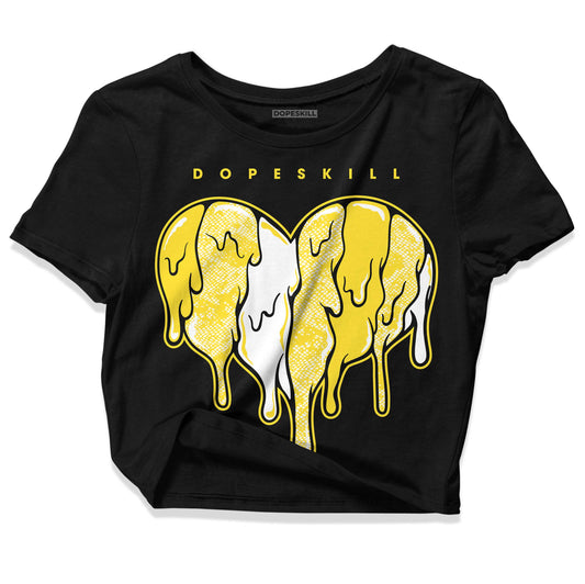 Jordan 11 Low 'Yellow Snakeskin' DopeSkill Women's Crop Top Slime Drip Heart Graphic Streetwear - Black