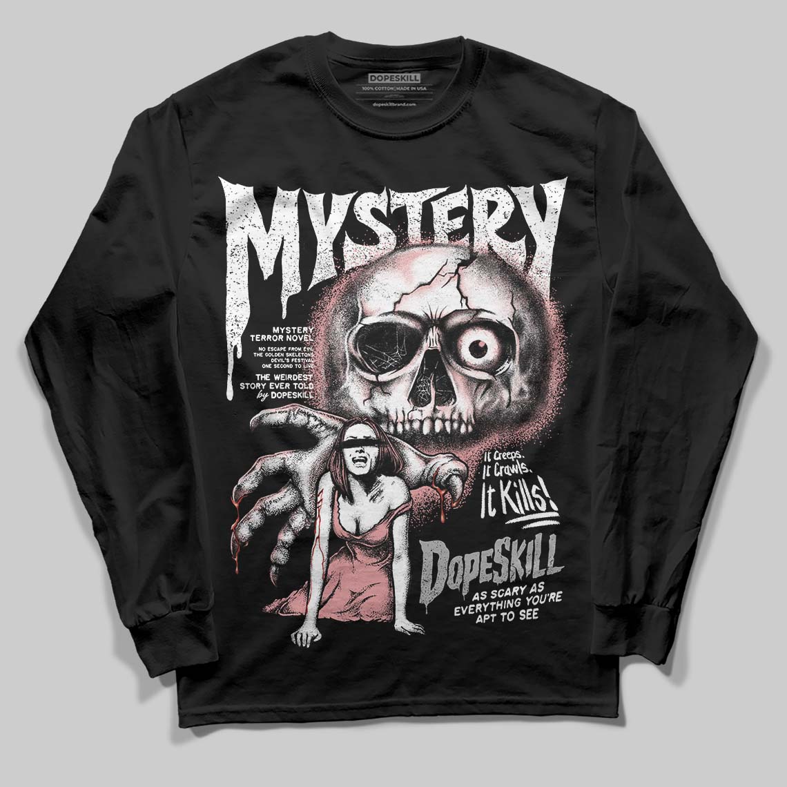 Harris Tweed x Wmns Dunk Low 'Black Phantom' DopeSkill Long Sleeve T-Shirt Mystery Ghostly Grasp Graphic Streetwear - Black