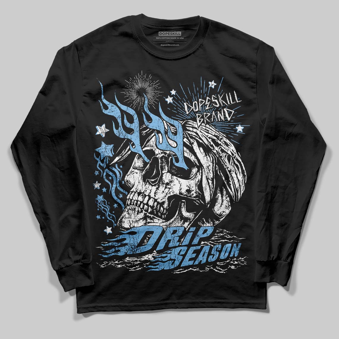 University Blue Sneakers DopeSkill Long Sleeve T-Shirt Drip Season Graphic Streetwear - Black