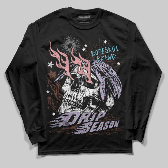 Harris Tweed x Dunk Low Denim Turquoise and Baroque Brown DopeSkill Long Sleeve T-Shirt Drip Season Graphic Streetwear - Black