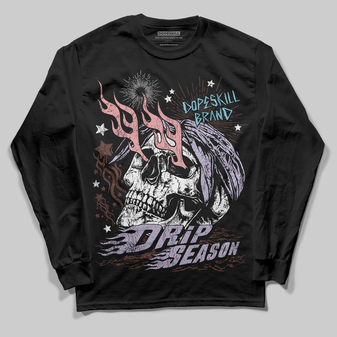 Harris Tweed x Dunk Low Denim Turquoise and Baroque Brown DopeSkill Long Sleeve T-Shirt Drip Season Graphic Streetwear - Black