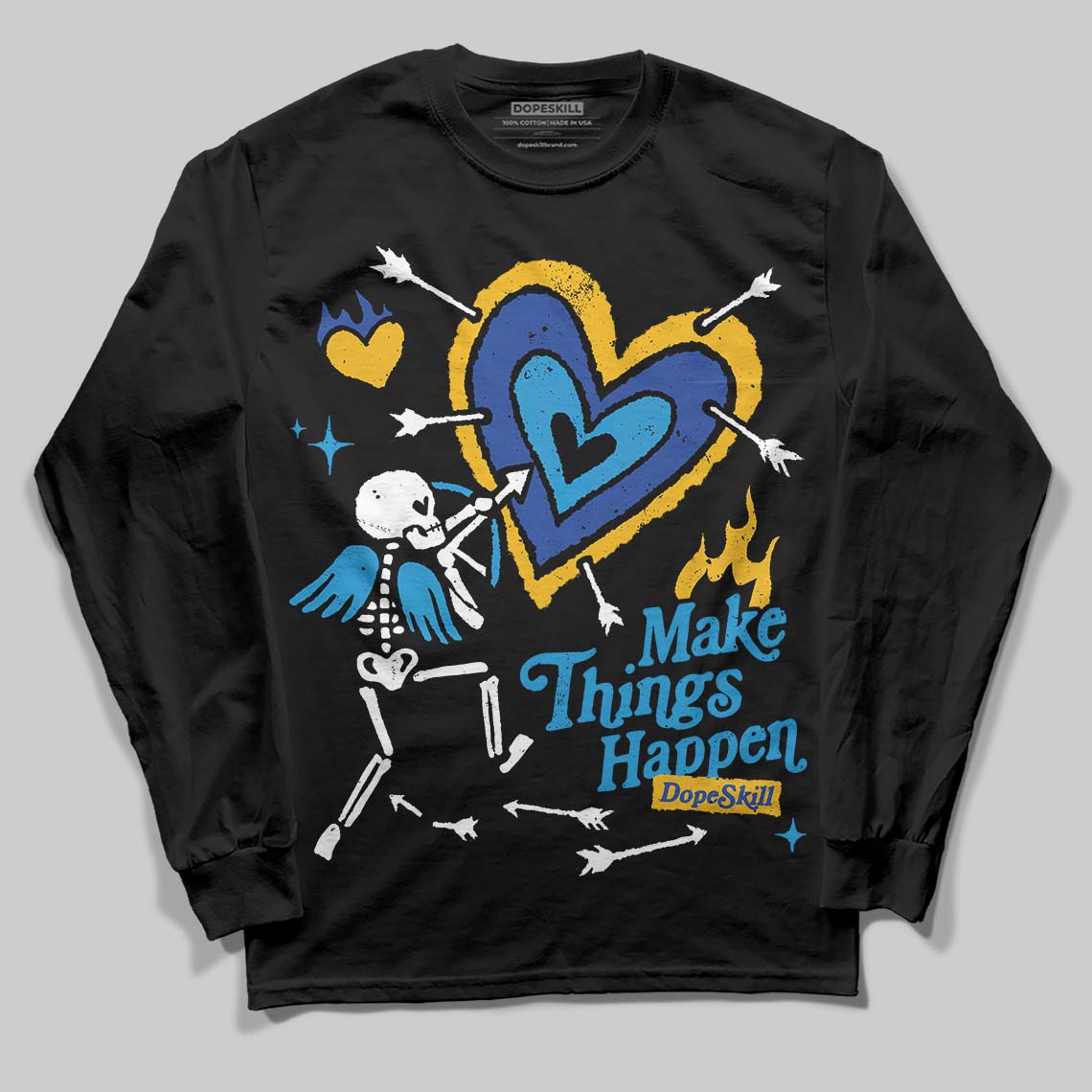Royal Blue Sneakers DopeSkill Long Sleeve T-Shirt Make Things Happen Graphic Streetwear - Black