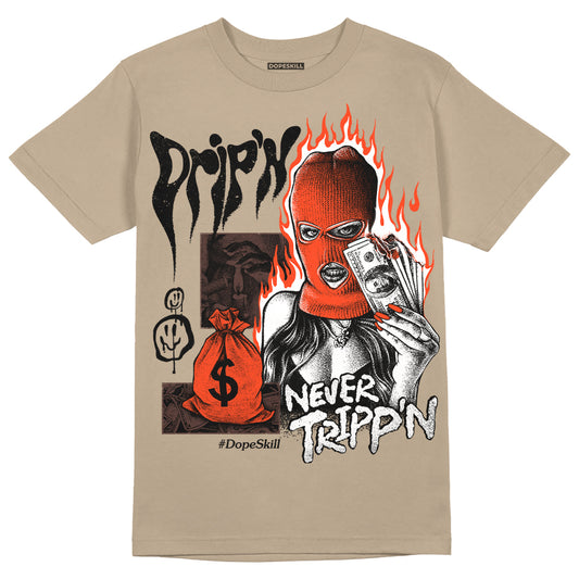Jordan 1 High OG “Latte” DopeSkill Medium Brown T-shirt Drip'n Never Tripp'n Graphic Streetwear