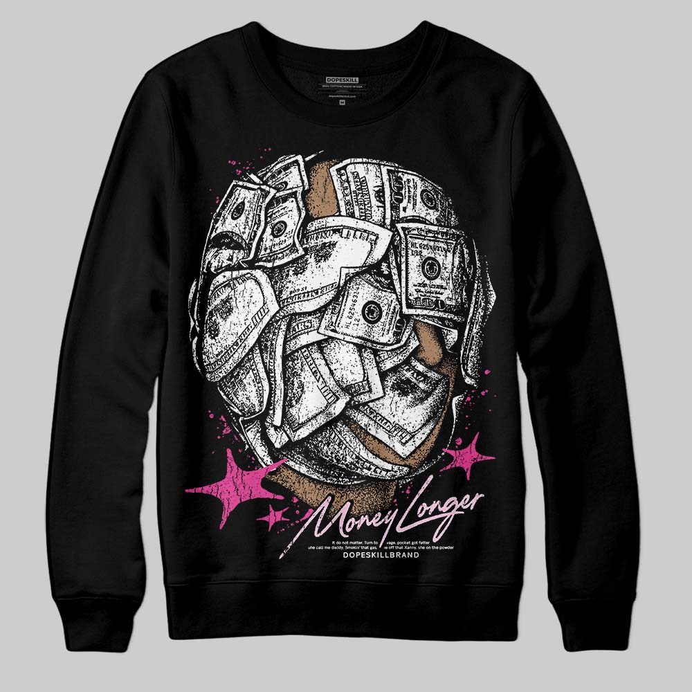 Pink Sneakers DopeSkill Sweatshirt Money Longer Graphic Streetwear - Black