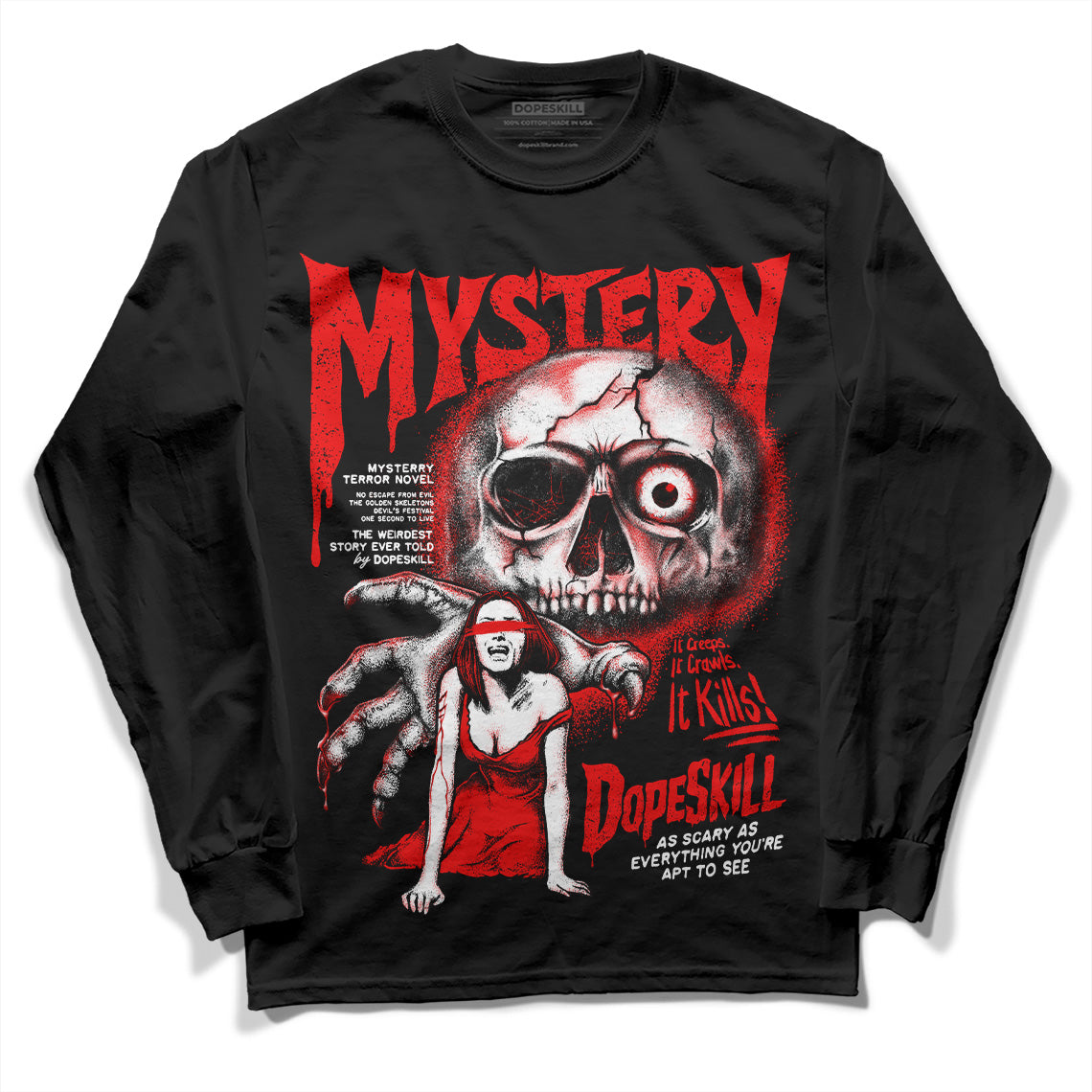 Jordan 12 “Cherry” DopeSkill Long Sleeve T-Shirt Mystery Ghostly Grasp Graphic Streetwear - Black