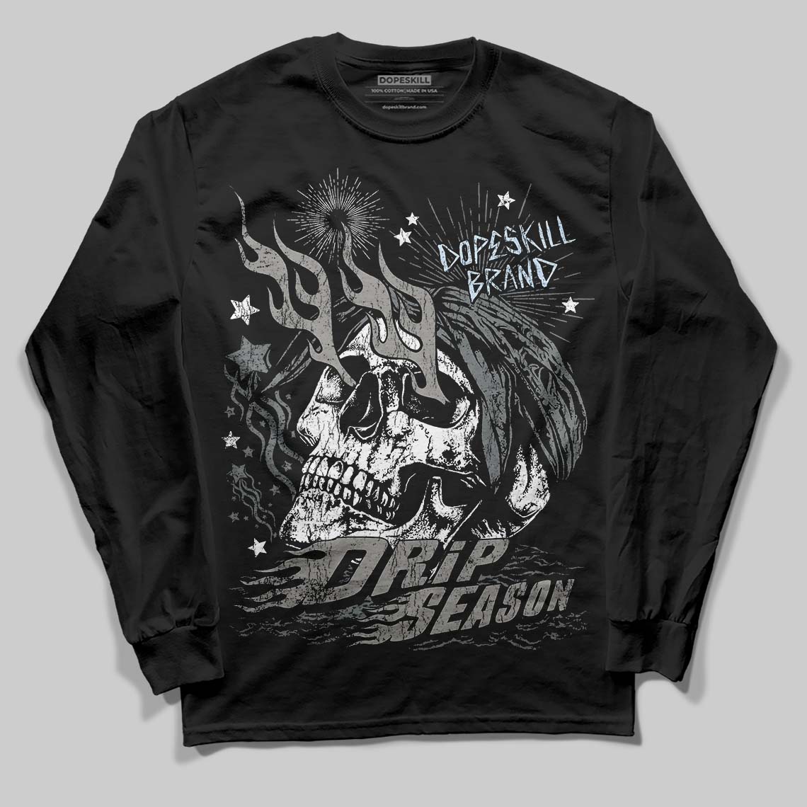 Jordan 9 Cool Grey DopeSkill Long Sleeve T-Shirt Drip Season Graphic Streetwear - Black