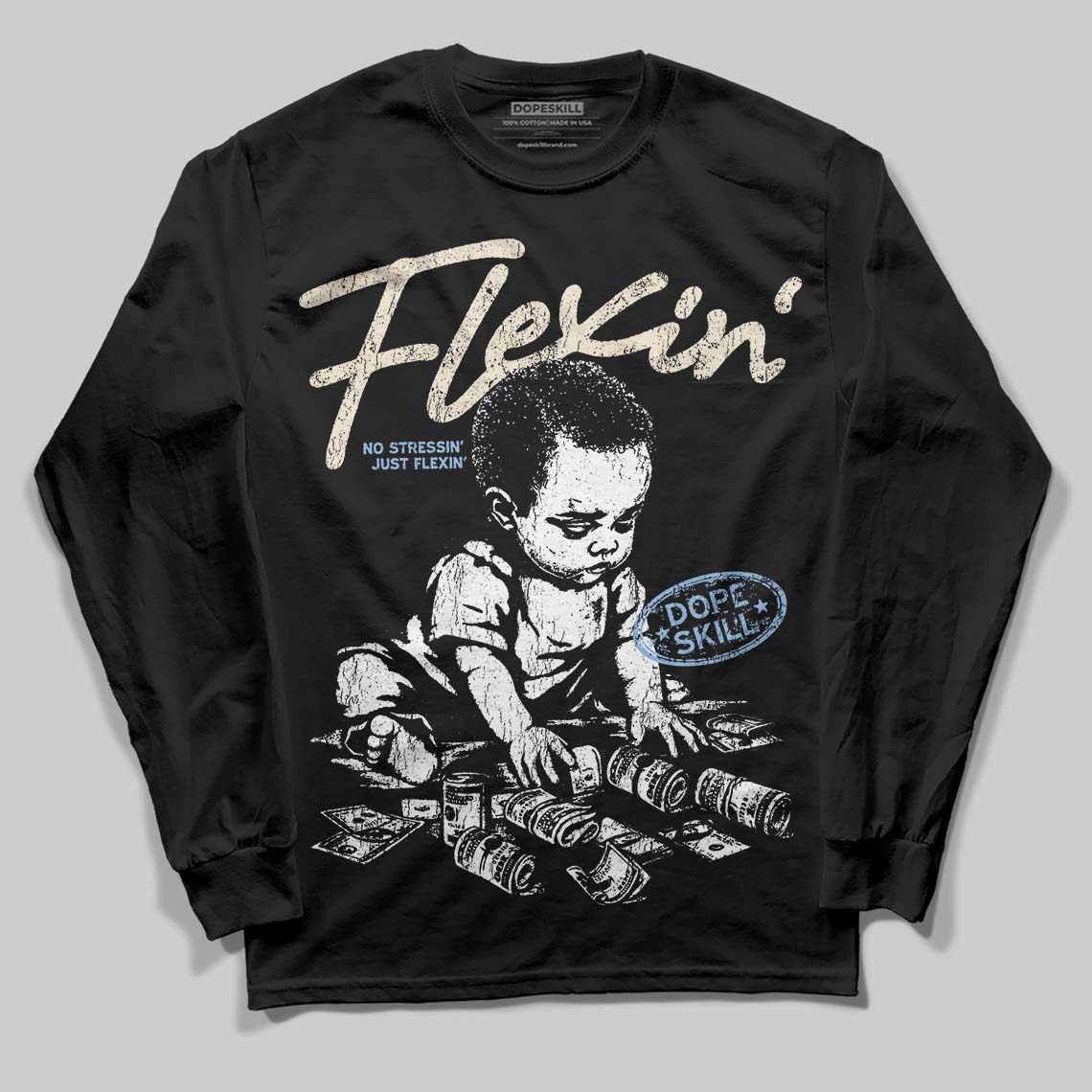 Nike Air Diamond Turf Must Be the Money DopeSkill Long Sleeve T-Shirt Flexin' Graphic Streetwear - Black