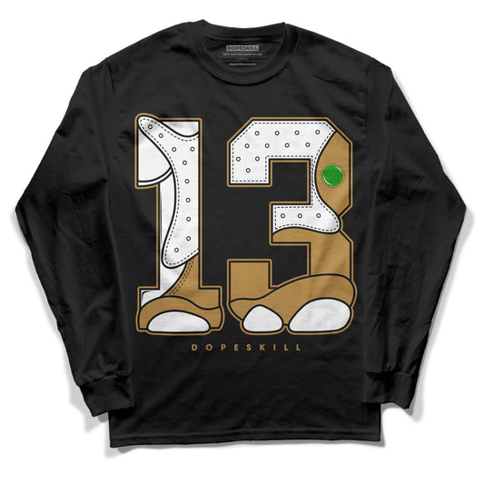 Jordan 13 Wheat 2023 DopeSkill Long Sleeve T-Shirt No.13 Graphic Streetwear - Black