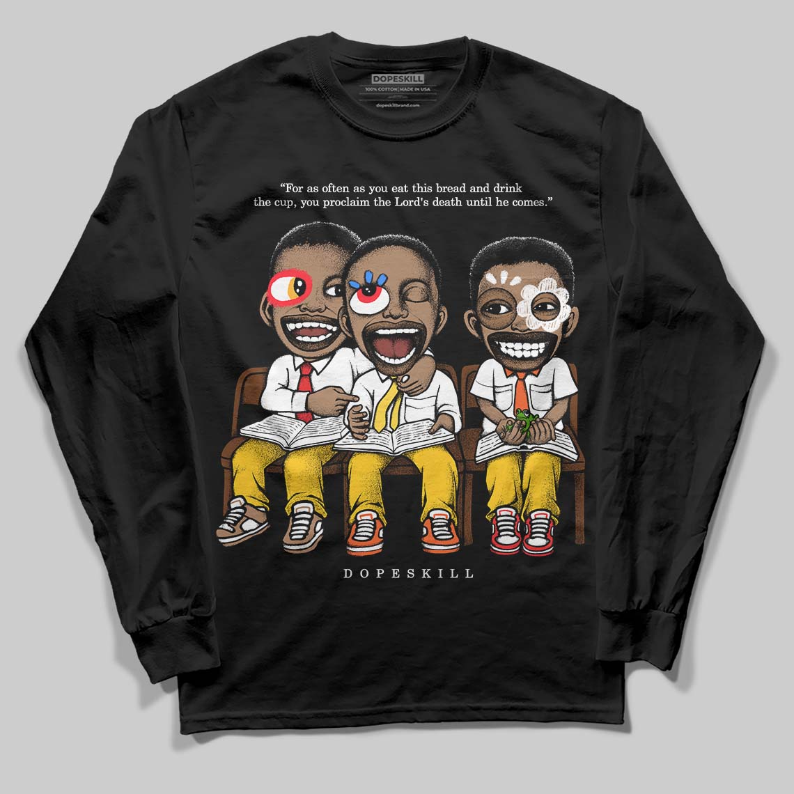 Yellow Sneakers DopeSkill Long Sleeve T-Shirt First Sunday Graphic Streetwear - Black