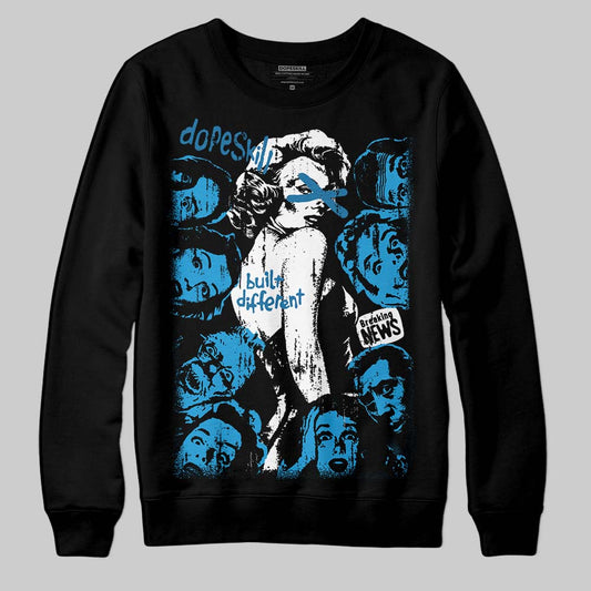 Jordan 4 Retro Military Blue DopeSkill Sweatshirt Built Different Graphic Streetwear - Black
