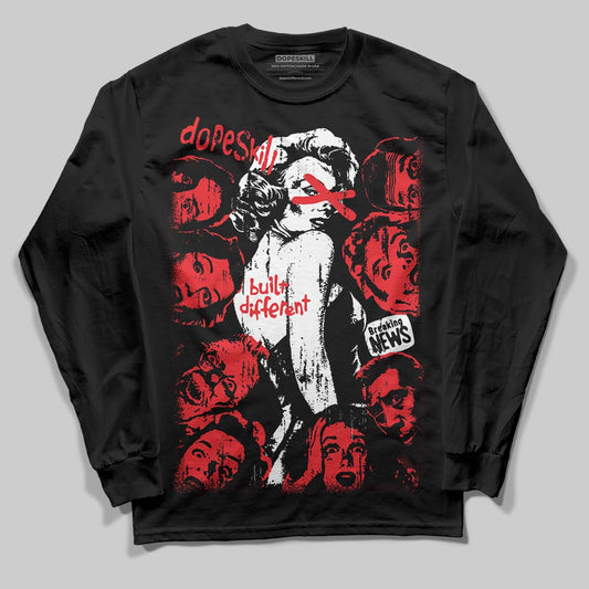 Jordan 11 Retro Cherry DopeSkill Long Sleeve T-Shirt Built Different Graphic Streetwear - black