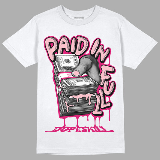 Jordan 1 Mid Coral Chalk DopeSkill T-Shirt Paid In Full Graphic Streetwear - White 