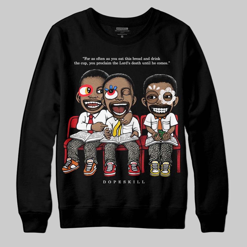 Jordan 3 Retro Fire Red DopeSkill Sweatshirt First Sunday Graphic Streetwear - Black