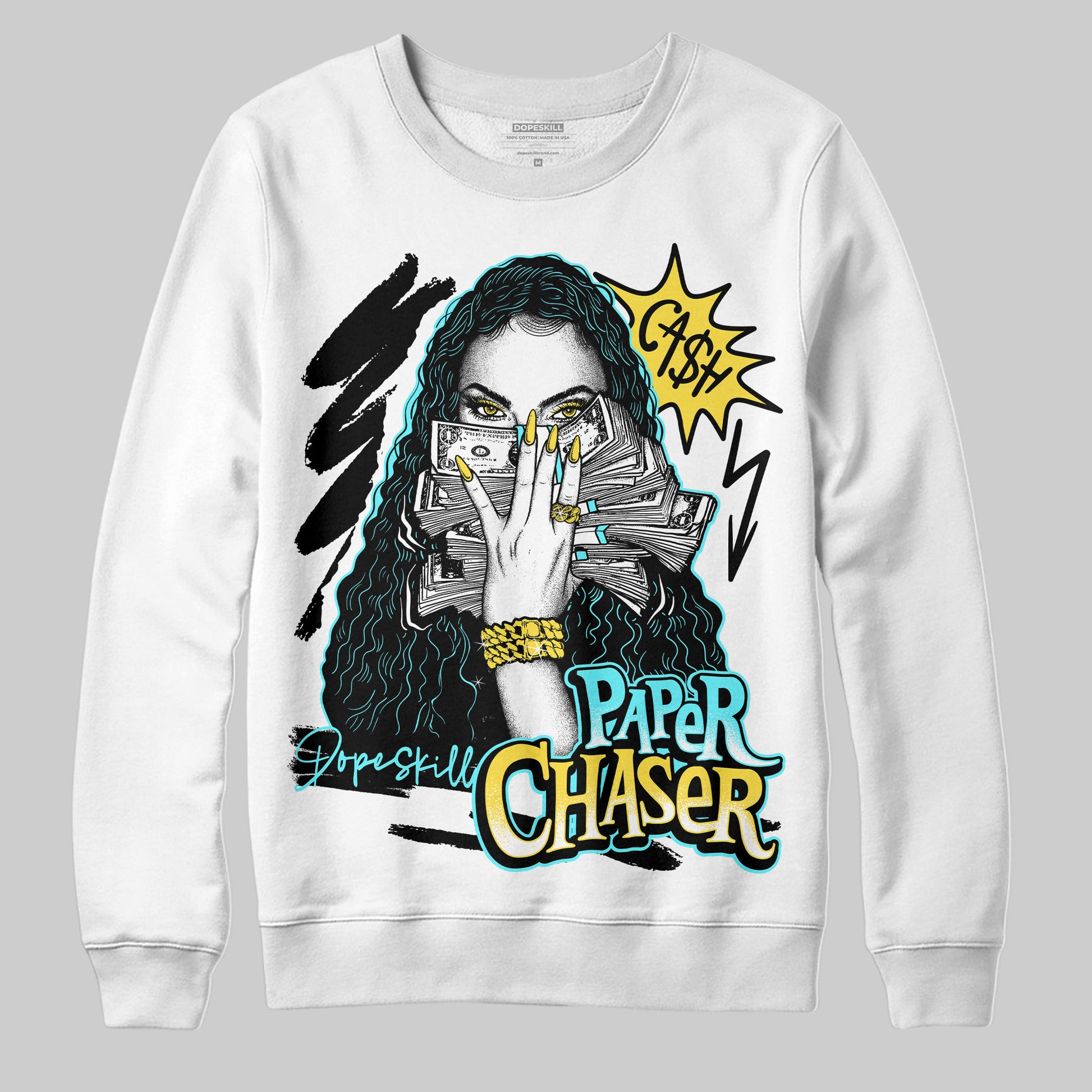 Jordan 5 Aqua DopeSkill Sweatshirt NPC Graphic Streetwear - White