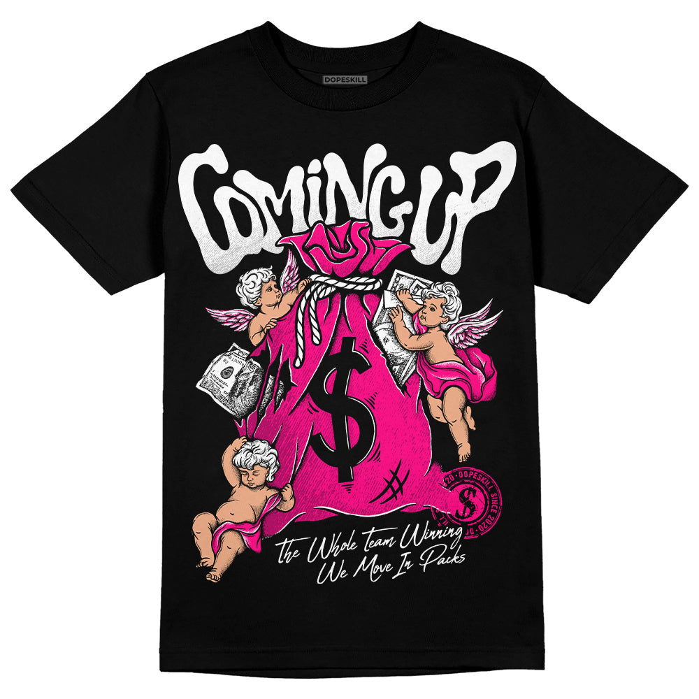 Jordan 1 Low GS “Fierce Pink” DopeSkill T-Shirt Money Bag Coming Up Graphic Streetwear - Black
