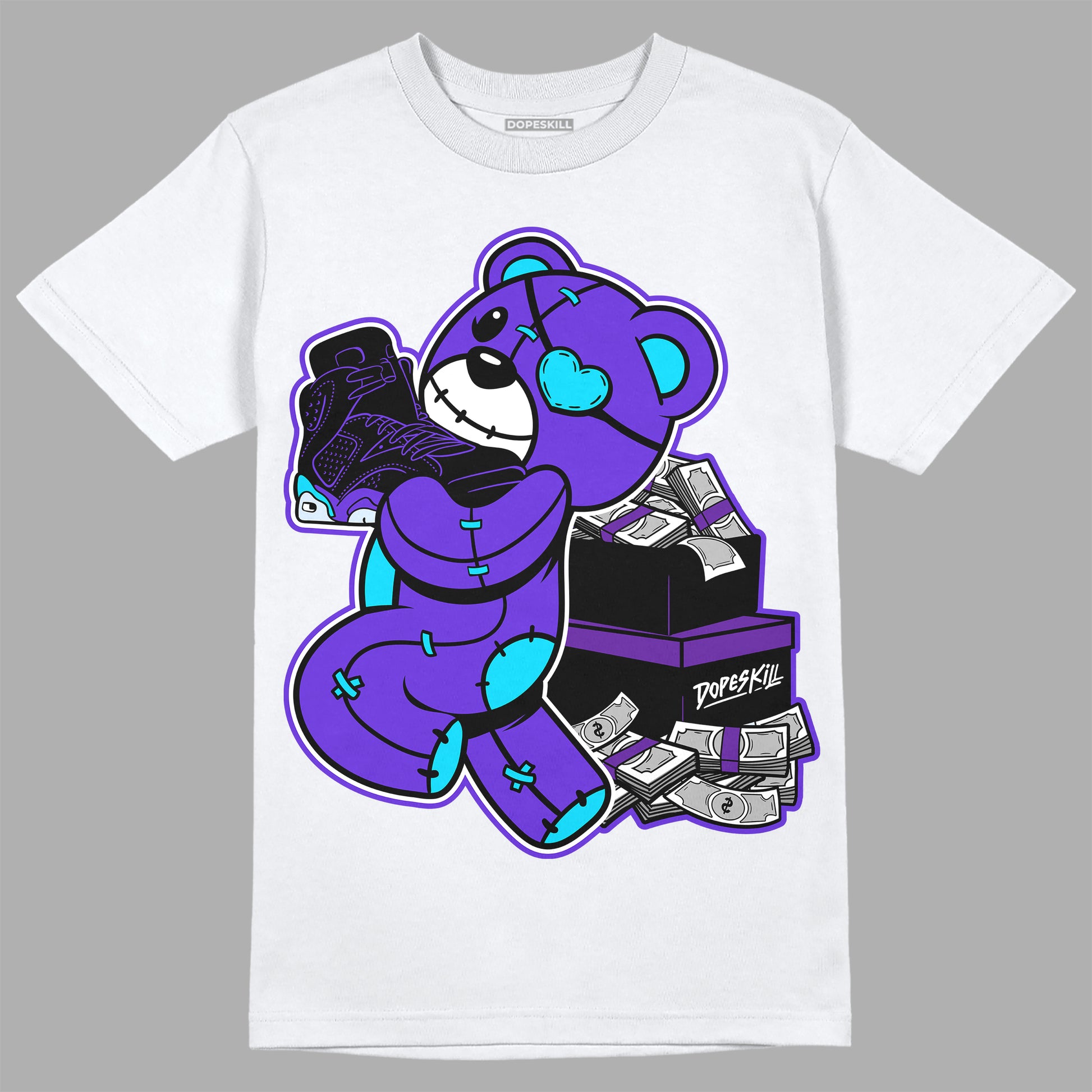 Jordan 6 "Aqua" DopeSkill T-Shirt Bear Steals Sneaker Graphic Streetwear - White