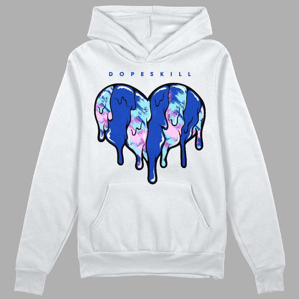 Jordan 12 Hyper Royal DopeSkill Hoodie Sweatshirt Slime Drip Heart Graphic Streetwear - Black