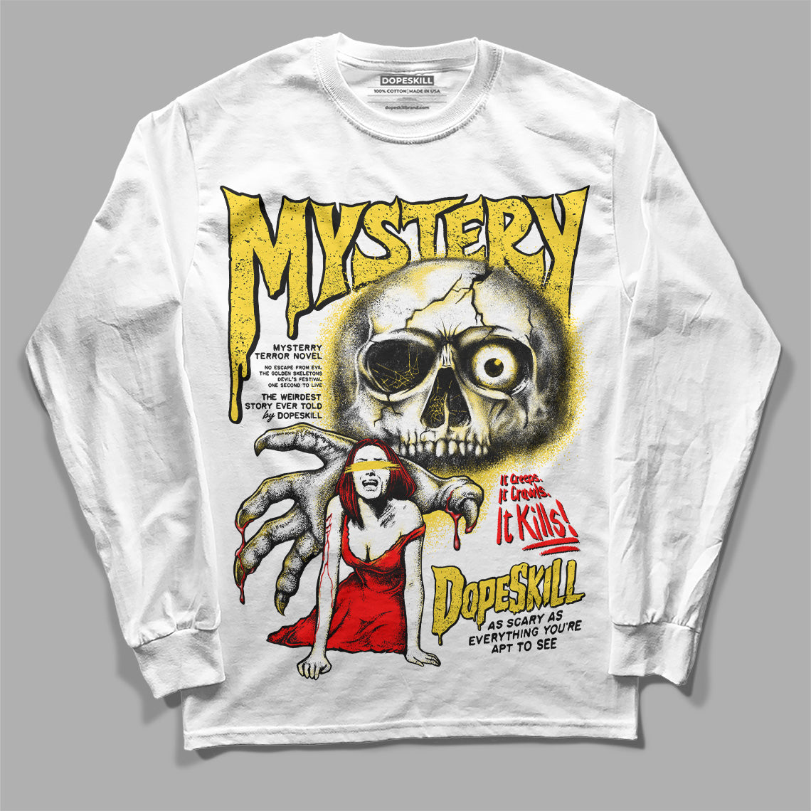 Jordan 4 Thunder DopeSkill Long Sleeve T-Shirt Mystery Ghostly Grasp Graphic Streetwear - White
