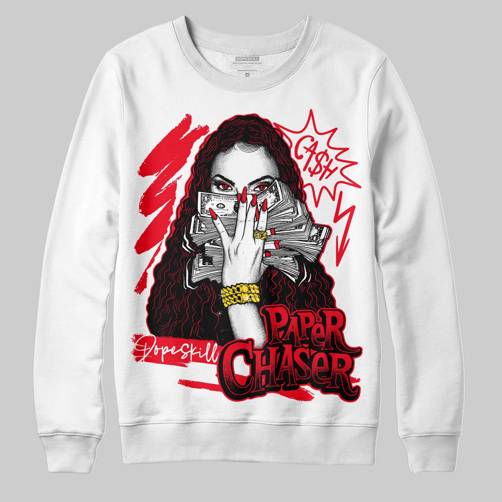 Jordan 4 Red Thunder DopeSkill Sweatshirt NPC Graphic Streetwear - White