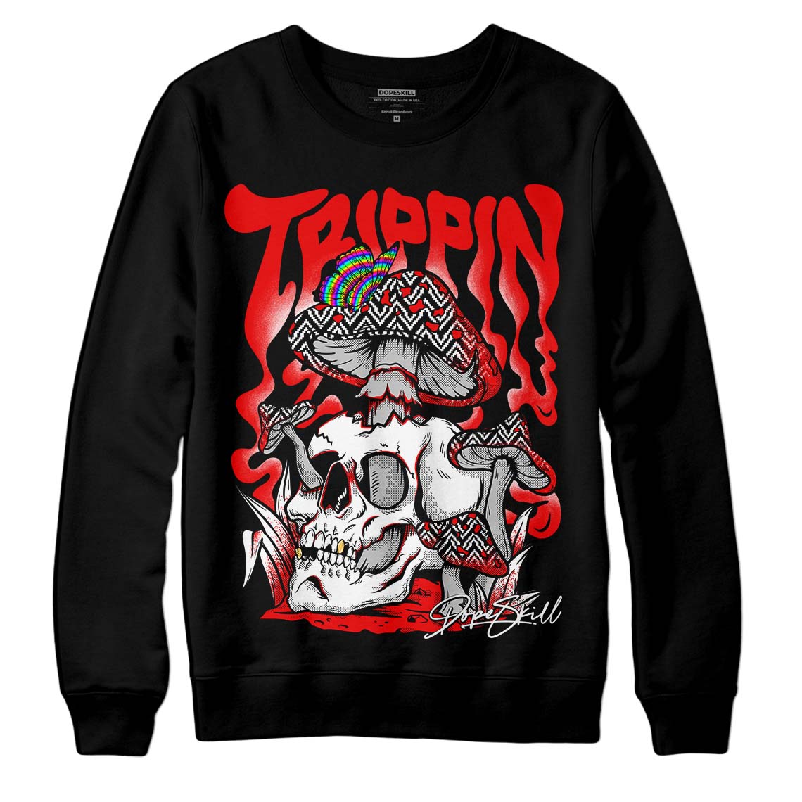 Jordan 12 “Cherry” DopeSkill Sweatshirt Trippin Graphic Streetwear - Black