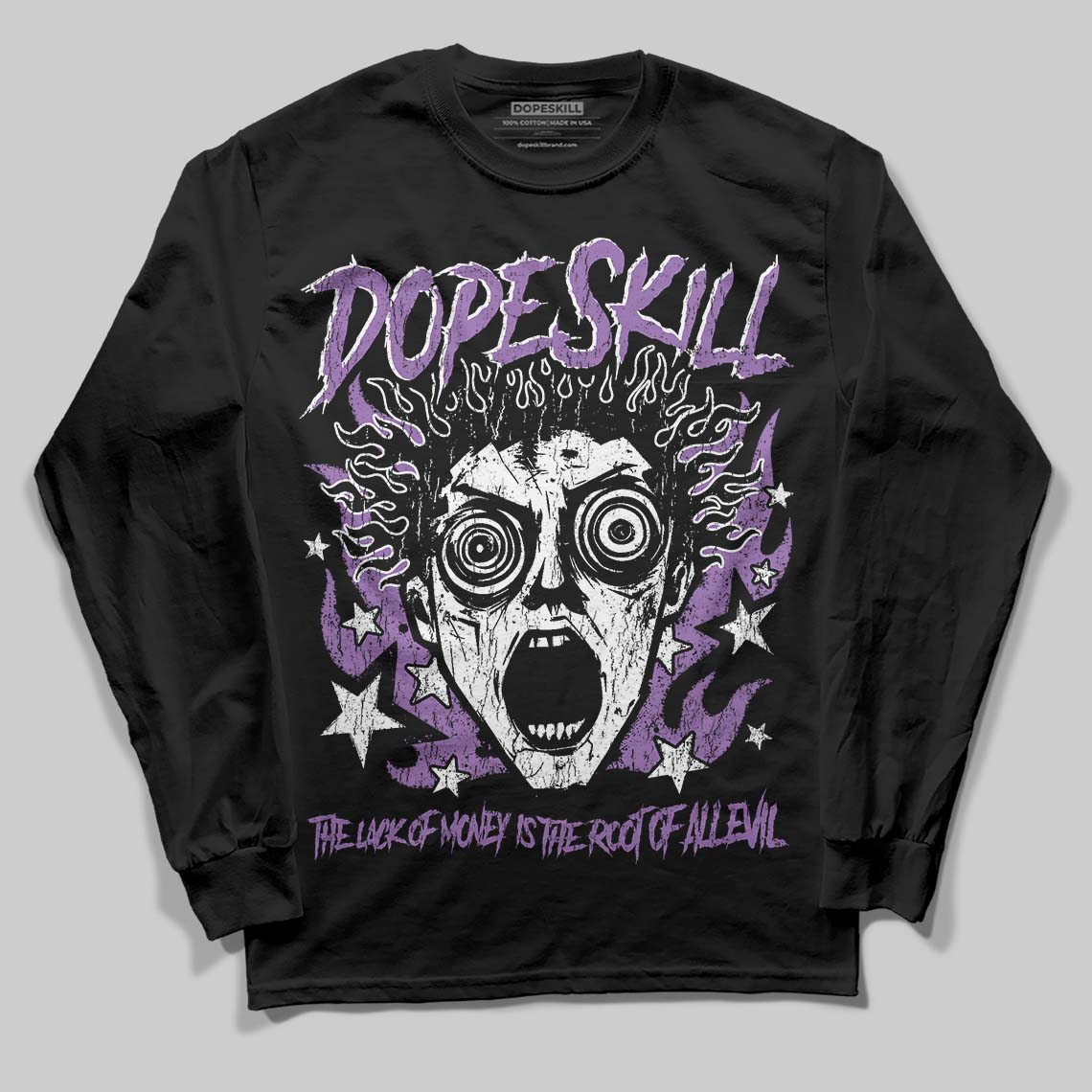 PURPLE Sneakers DopeSkill Long Sleeve T-Shirt Root of Evil Graphic Streetwear - black