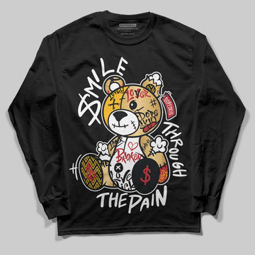 Jordan 12 Retro 'Taxi' 2025 DopeSkill Long Sleeve T-Shirt Smile Through The Pain Graphic Streetwear - Black