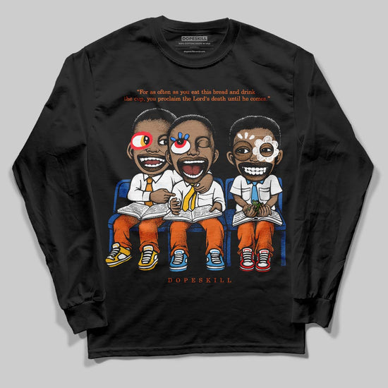 Orange, Black and White Sneakers DopeSkill Long Sleeve T-Shirt First Sunday Graphic Streetwear - Black