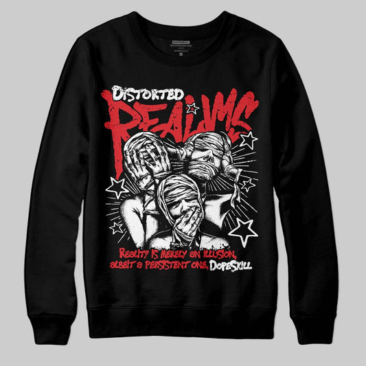 Black and White Sneakers DopeSkill Sweatshirt Distorted Realms Graphic Streetwear - Black