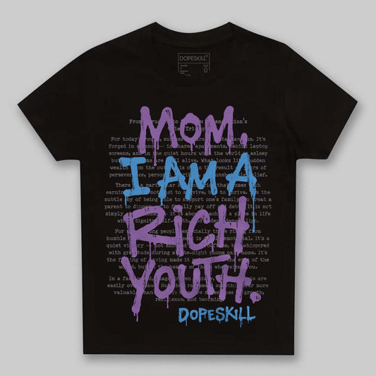 PURPLE Sneakers DopeSkill Toddler Kids T-shirt Mom, I Am A Rich Youth Graphic Streetwear - Black