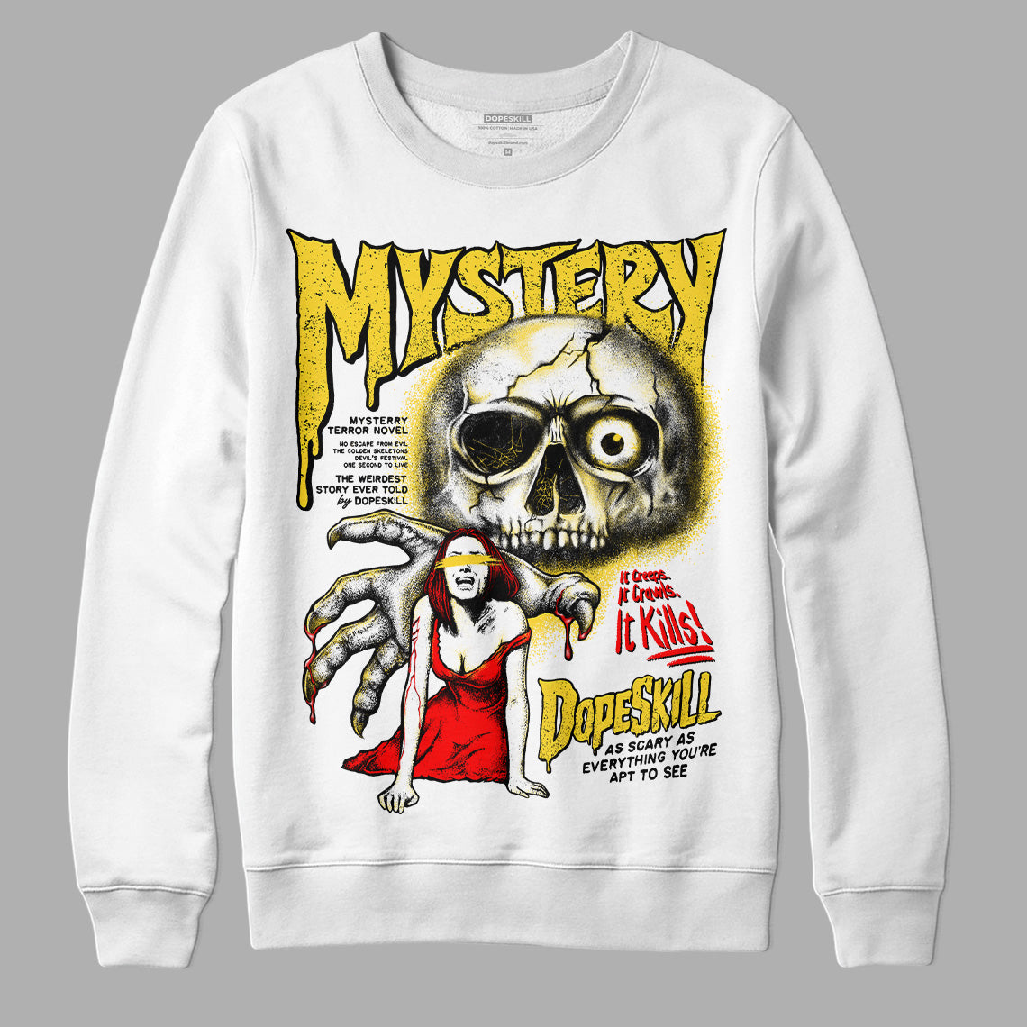 Jordan 4 Thunder DopeSkill Sweatshirt Mystery Ghostly Grasp Graphic Streetwear - White