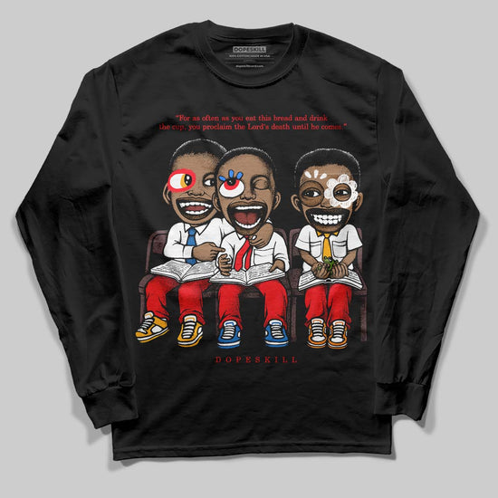 Red Sneakers DopeSkill Long Sleeve T-Shirt First Sunday Graphic Streetwear - Black