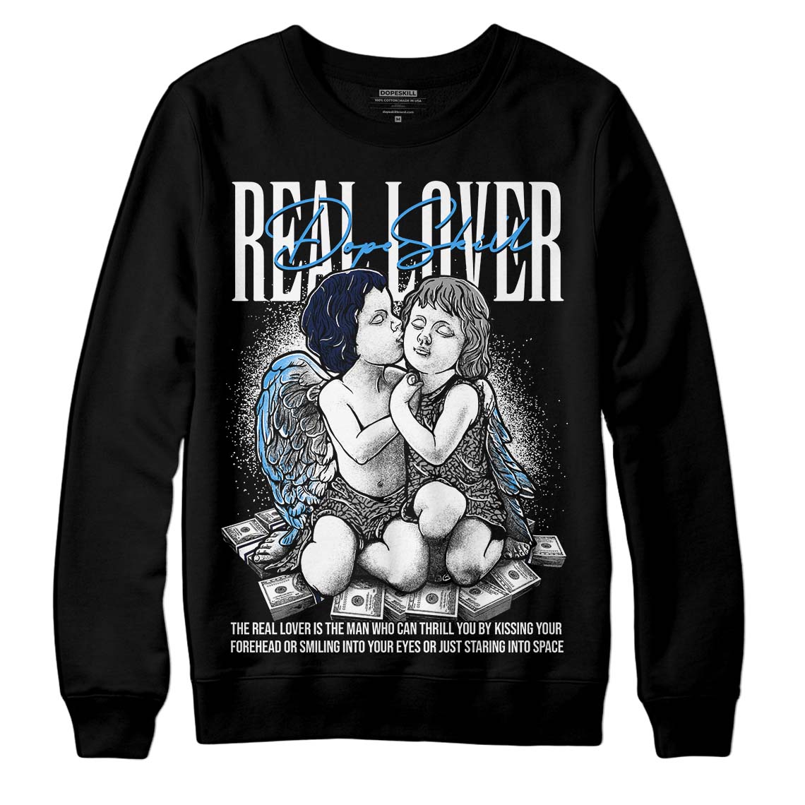 Jordan 3 "Midnight Navy" DopeSkill Sweatshirt Real Lover Graphic Streetwear - Black