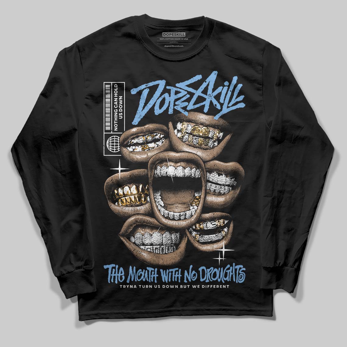 Jordan 12 Retro 'Melo' DopeSkill Long Sleeve T-Shirt The Mouth With No Droughts Graphic Streetwear - Black