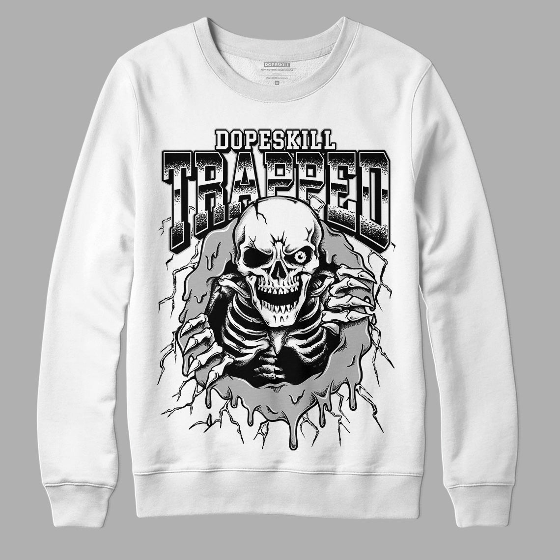 Jordan 1 High 85 Black White DopeSkill Sweatshirt Trapped Halloween Graphic Streetwear - White