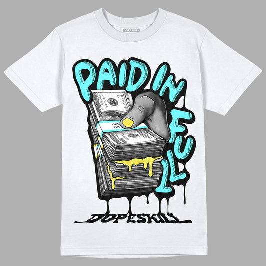 Jordan 5 Aqua DopeSkill T-Shirt Paid In Full Graphic Streetwear - White