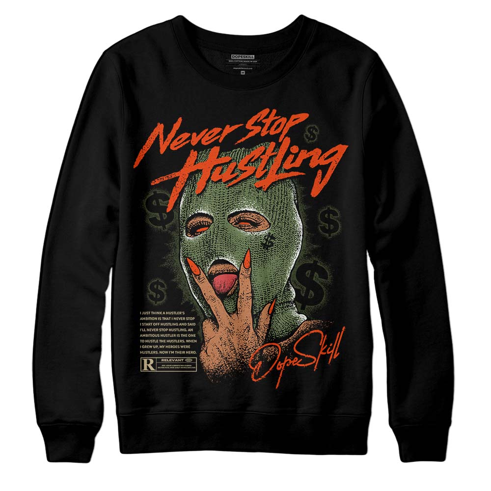 Olive Sneakers DopeSkill Sweatshirt Never Stop Hustling Graphic Streetwear - Black