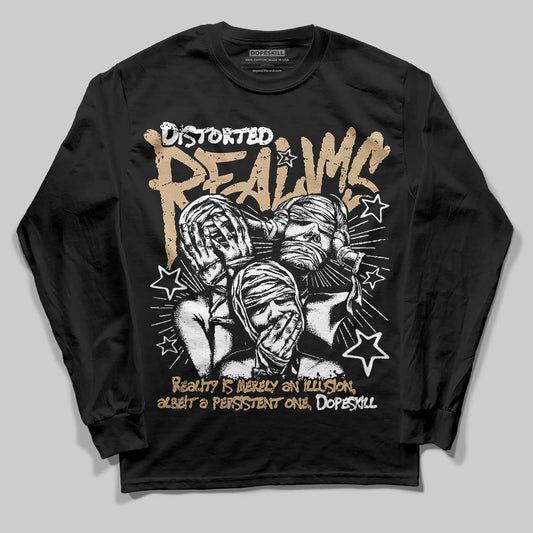 TAN Sneakers DopeSkill Long Sleeve T-Shirt Distorted Realms Graphic Streetwear - black
