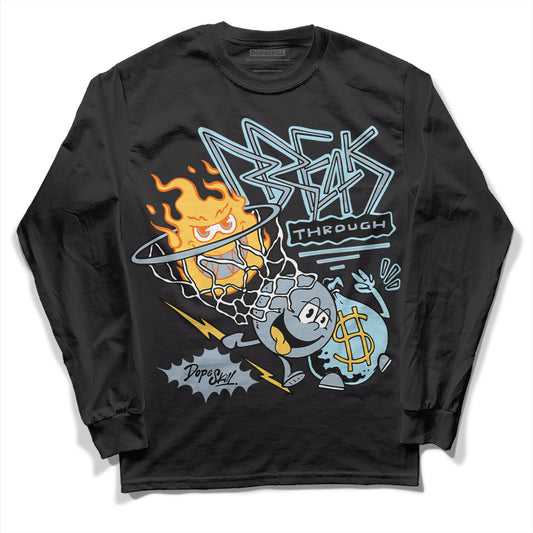 Jordan 13 “Blue Grey” DopeSkill Long Sleeve T-Shirt Break Through Graphic Streetwear - Black