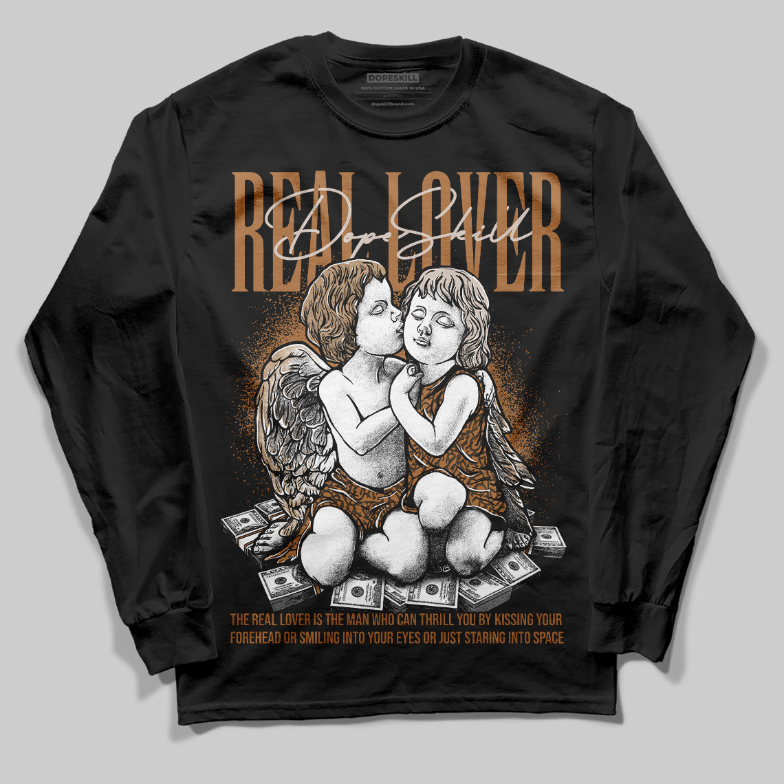 Jordan 3 Retro Palomino DopeSkill Long Sleeve T-Shirt Real Lover Graphic Streetwear - Black