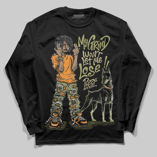 Olive Sneakers DopeSkill Long Sleeve T-Shirt My Grind Won't Let Me Lose Graphic Streetwear - Black