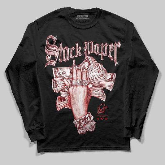 Red Sneakers DopeSkill Long Sleeve T-Shirt Stack Paper Graphic Streetwear - Black
