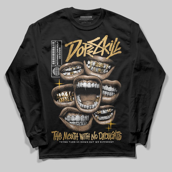 Jordan 12 Retro 'Taxi' 2025 DopeSkill Long Sleeve T-Shirt The Mouth With No Droughts Graphic Streetwear - Black