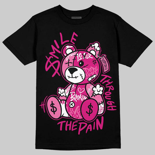 Rick Owens Pink Leather Low Sneakers DopeSkill T-Shirt Smile Through The Pain Graphic Streetwear - Black